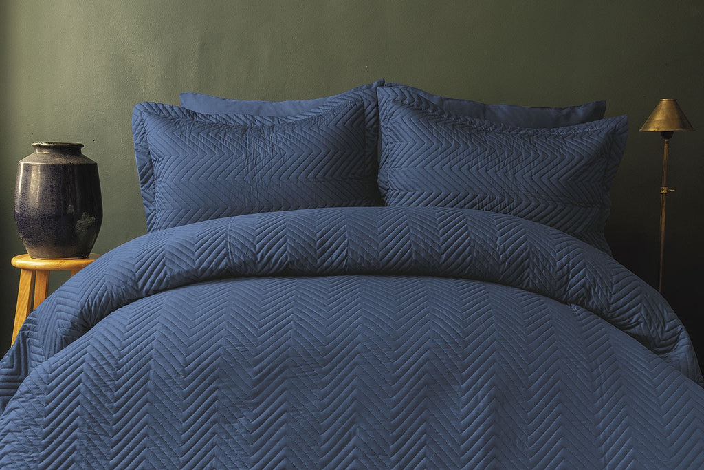 Simply Satin set - prekrivač i jastuci - plava